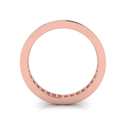 Princess cut channel set lab grown diamond eternity band ring with rose gold tone design
