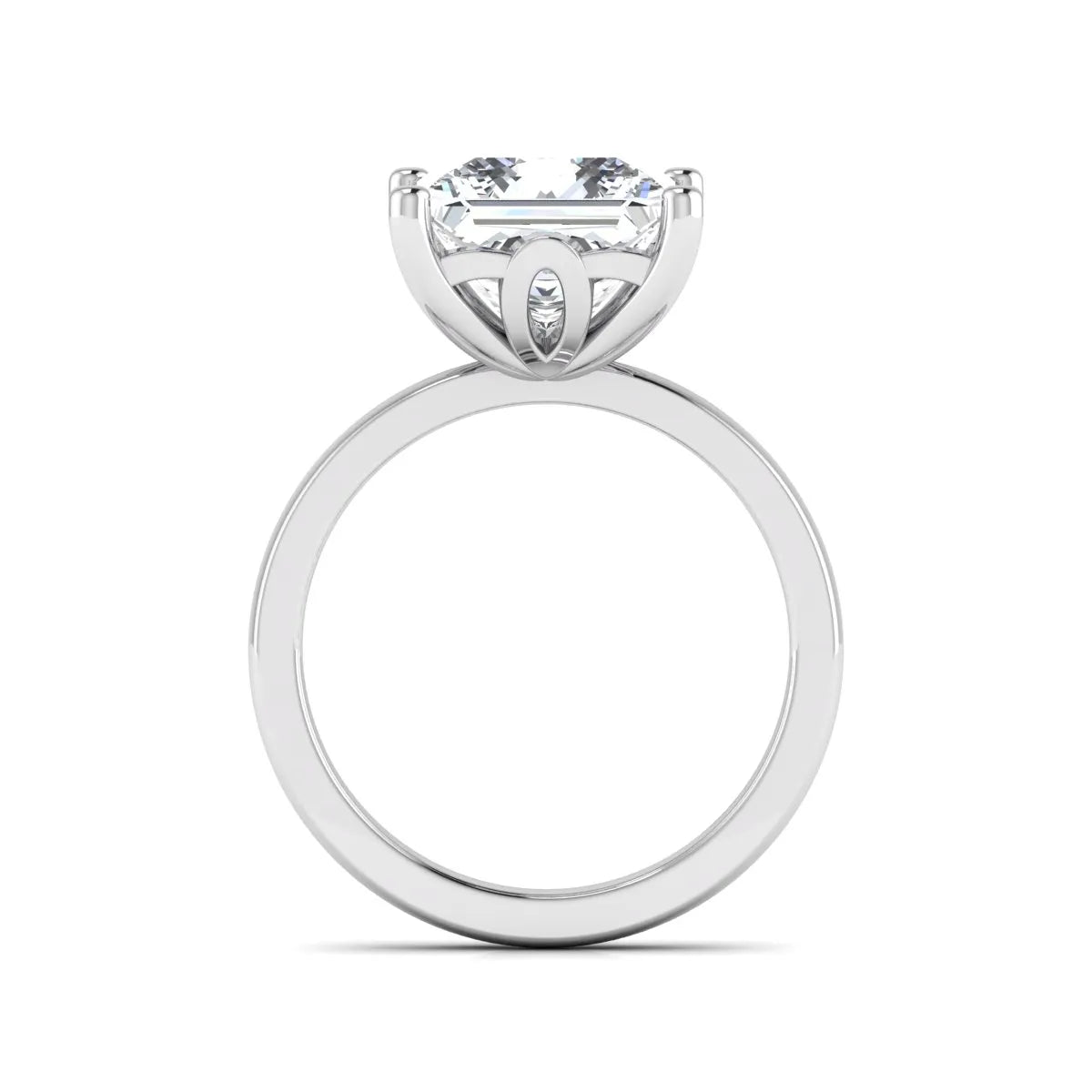 Princess cut lab grown diamond solitaire engagement ring featuring a 3.01 carat IGI certified center diamond in white gold.