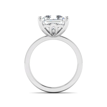 Princess cut lab grown diamond solitaire engagement ring featuring a 3.01 carat IGI certified center diamond in white gold.