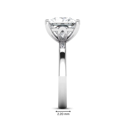 Princess cut lab grown diamond solitaire engagement ring featuring a 3.01 carat IGI certified center diamond in white gold.