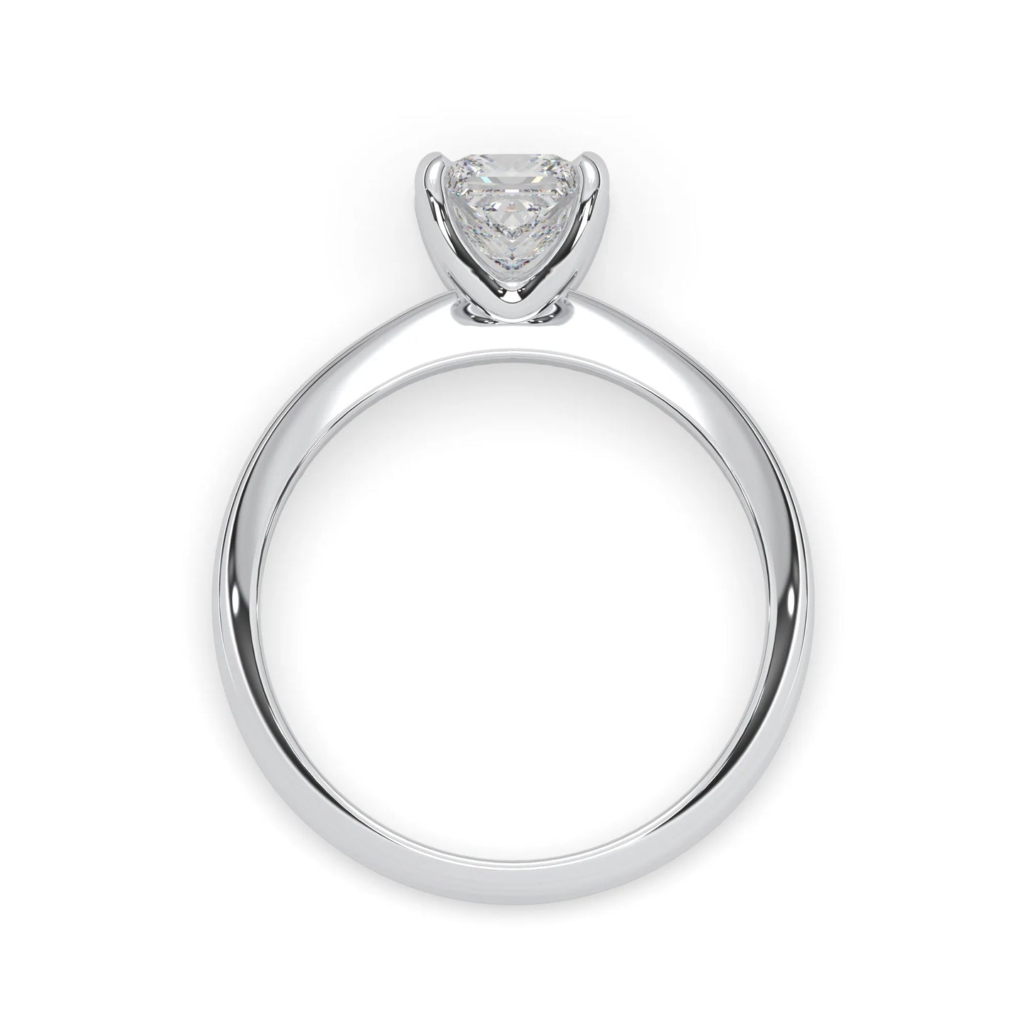 white-gold Silver ring with a heart-shaped diamond on a white background