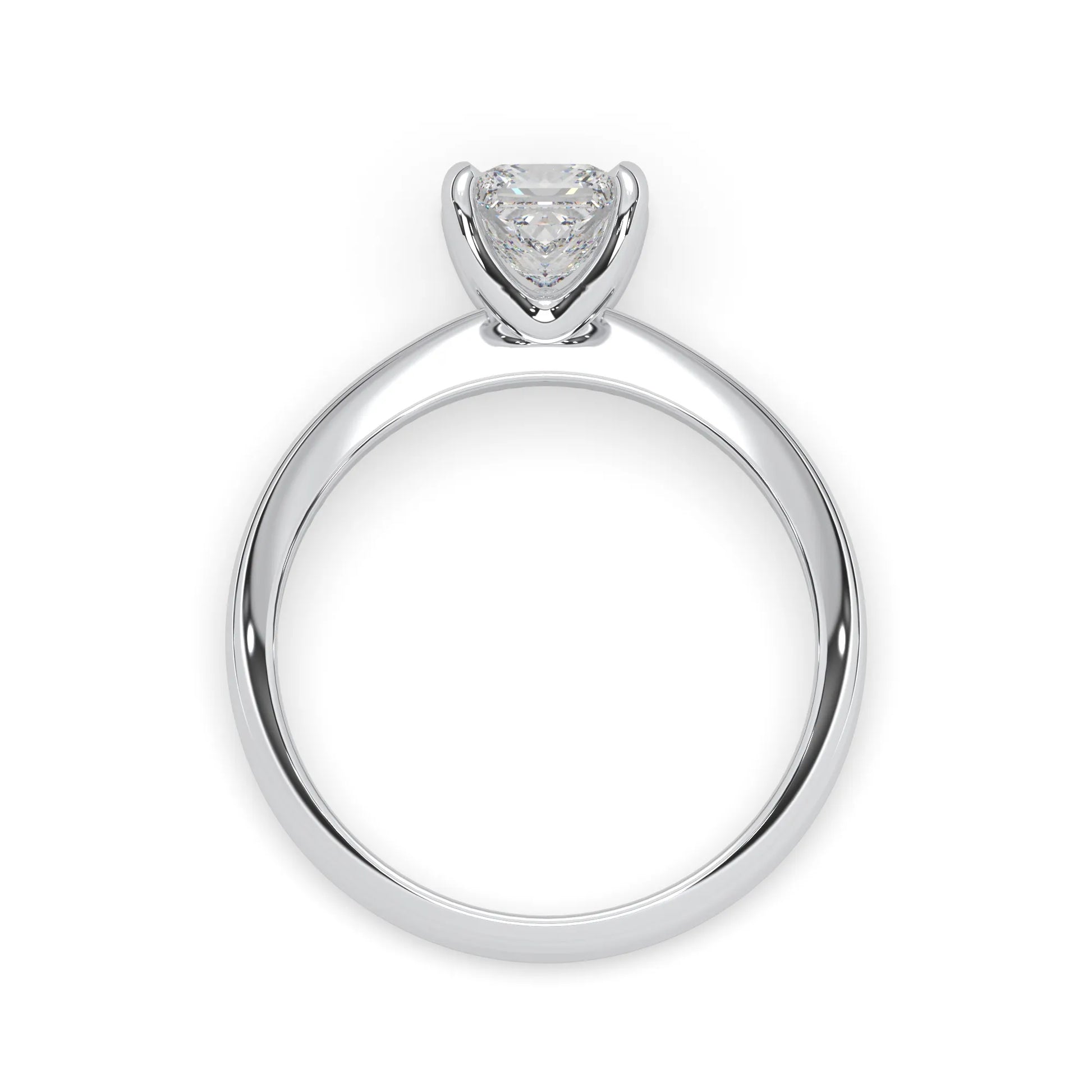 white-gold Silver ring with a heart-shaped diamond on a white background