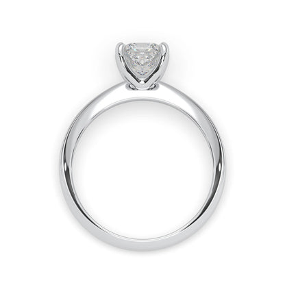 white-gold Silver ring with a heart-shaped diamond on a white background