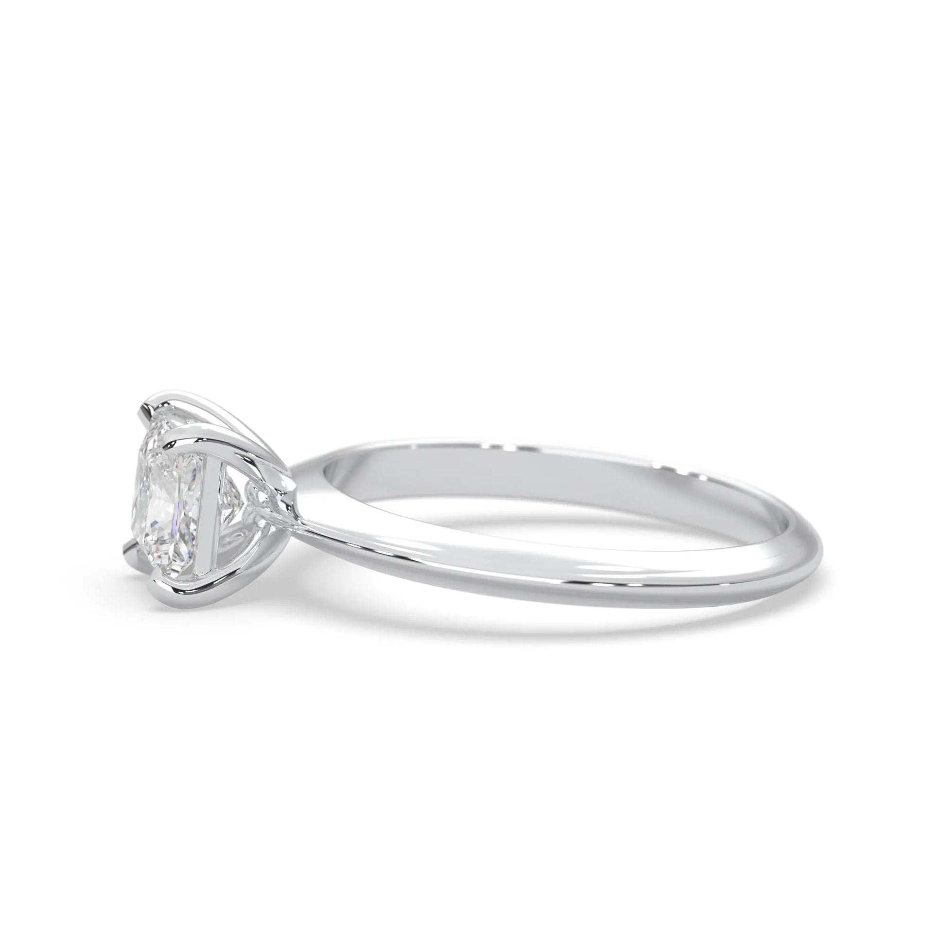 white-gold Diamond ring with a pear-shaped center stone on a white background