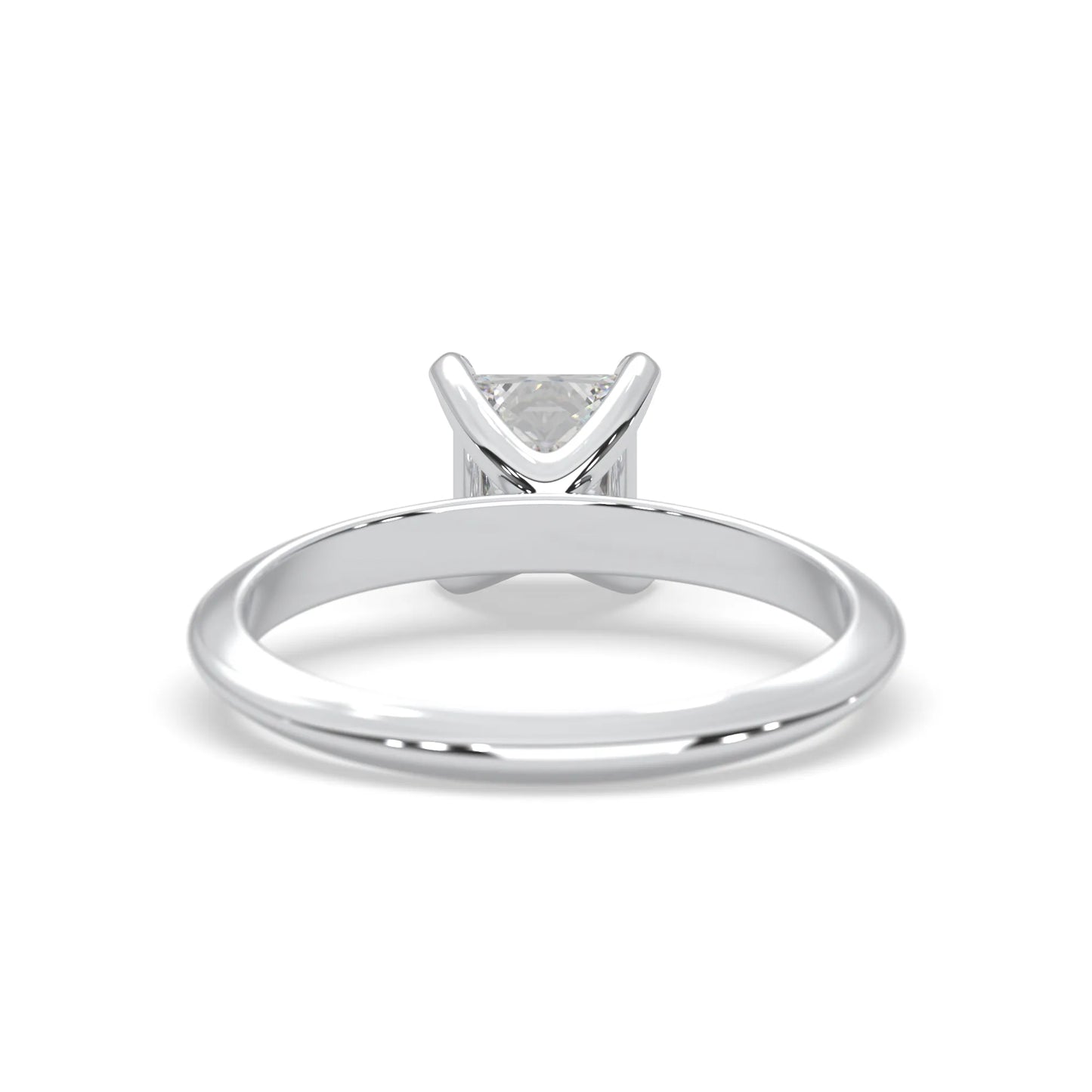 white-gold Silver ring with a diamond on a white background