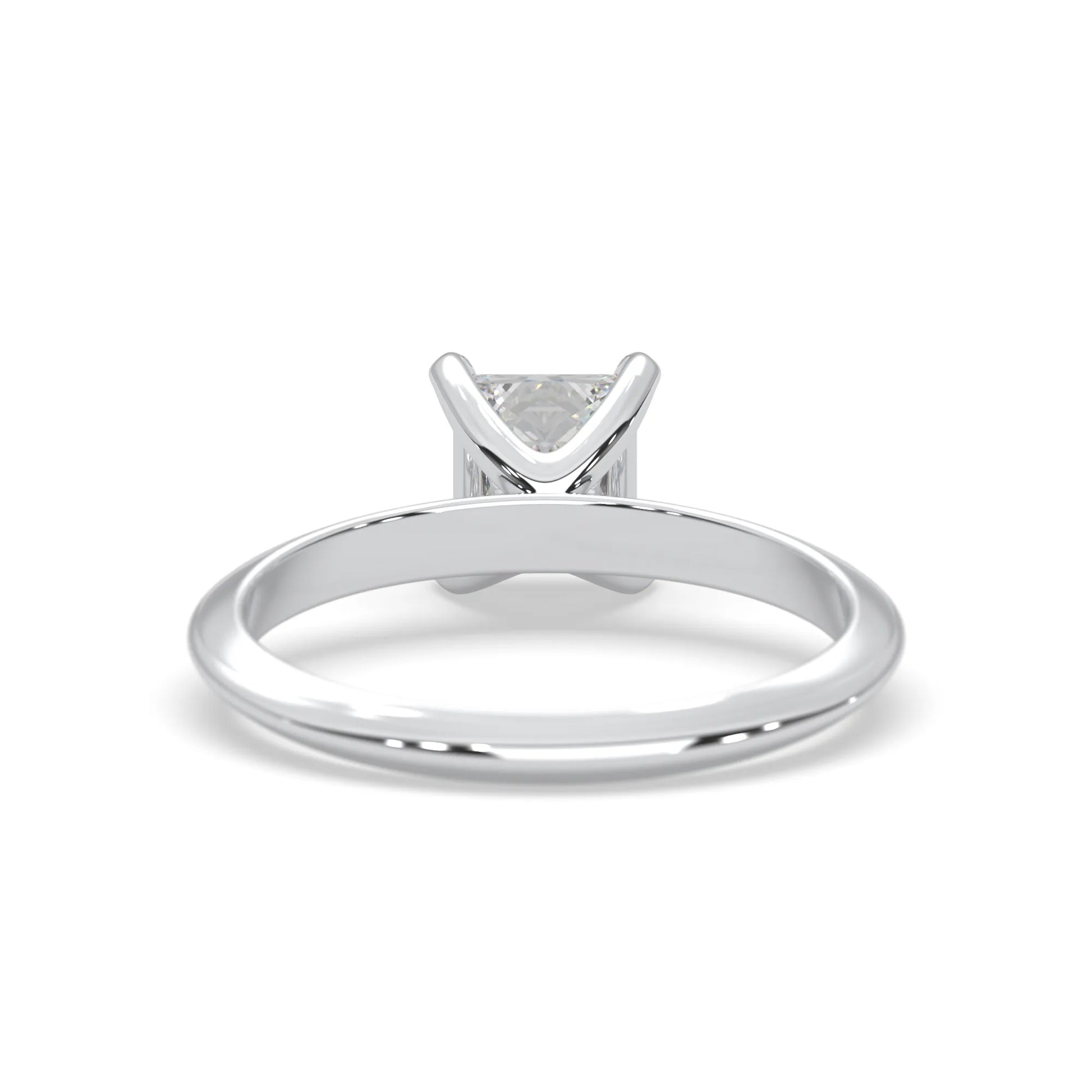 white-gold Silver ring with a diamond on a white background