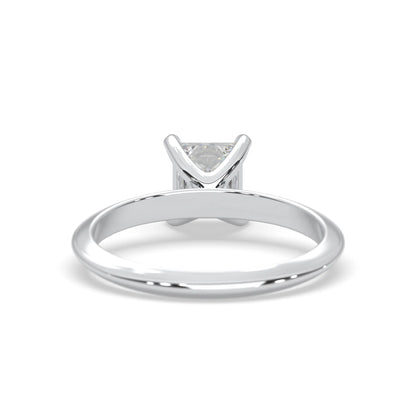 white-gold Silver ring with a diamond on a white background
