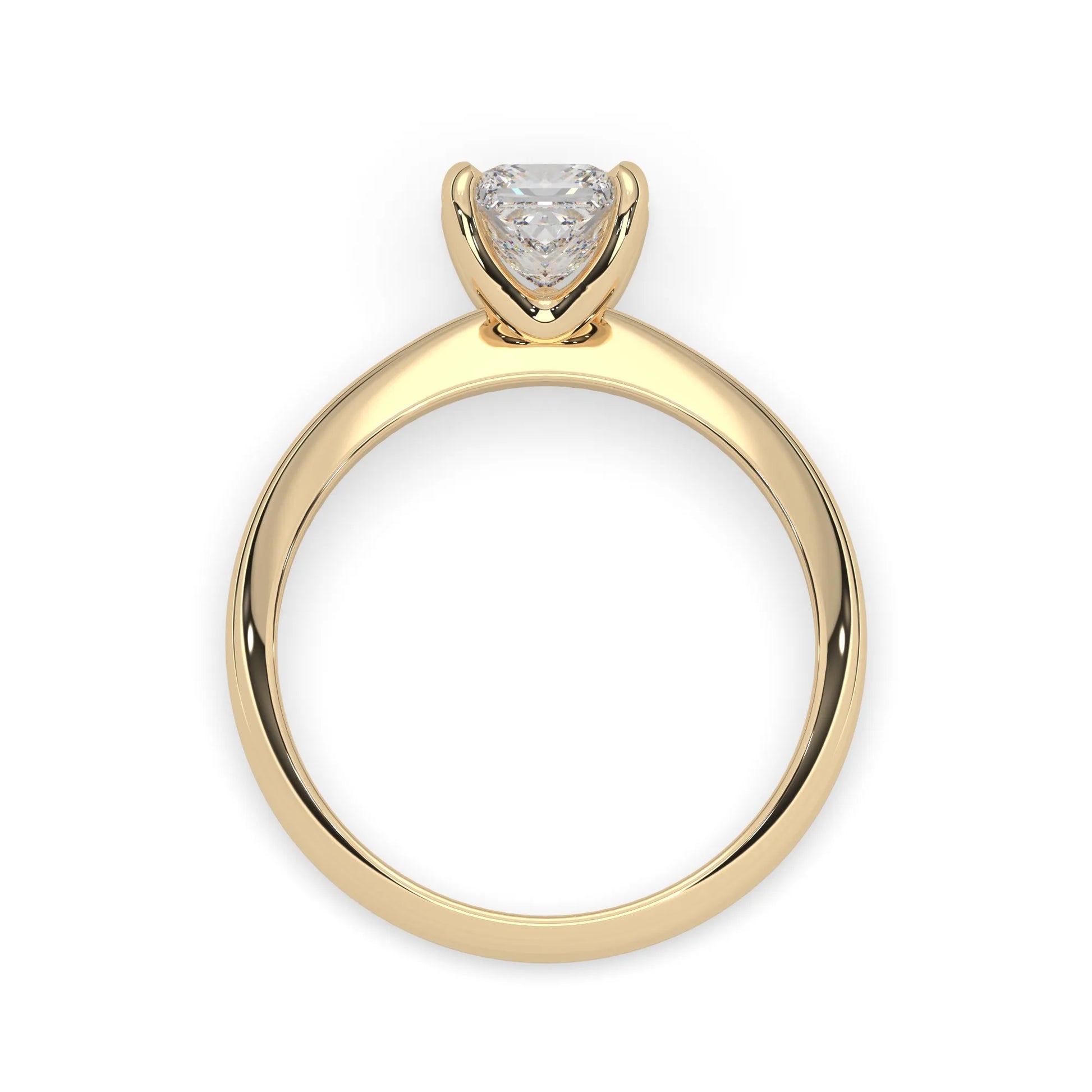 yellow-Gold ring with a heart-shaped diamond on a white background