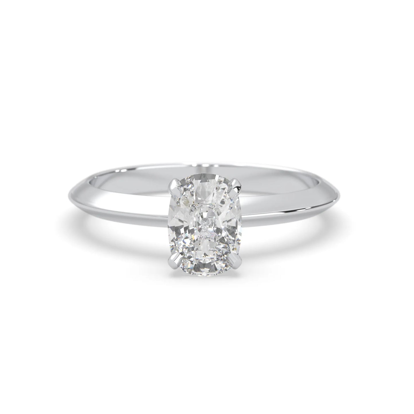 white-gold Diamond ring with a white gemstone on a white background