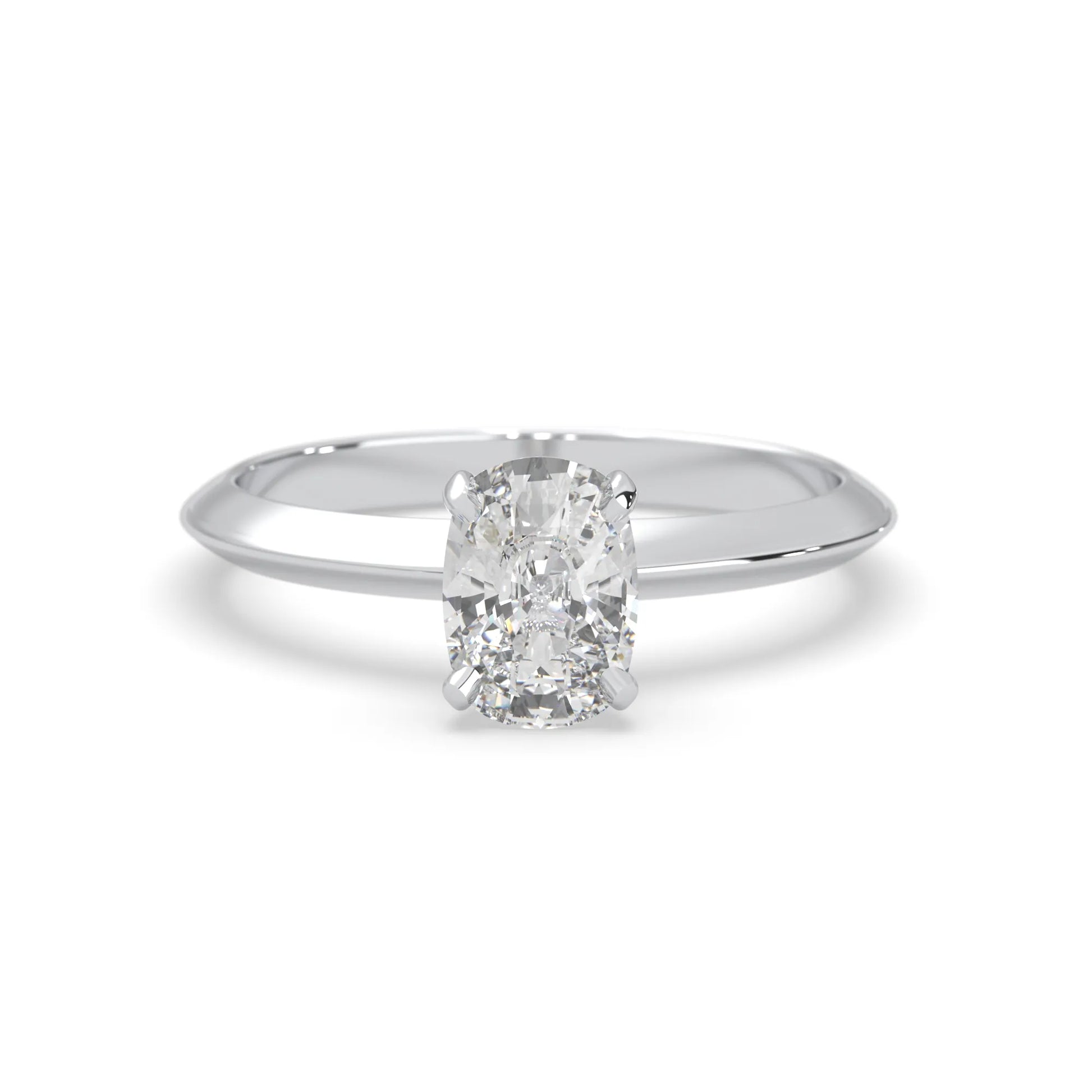 white-gold Diamond ring with a white gemstone on a white background