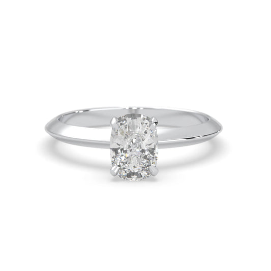 white-gold Diamond ring with a white gemstone on a white background