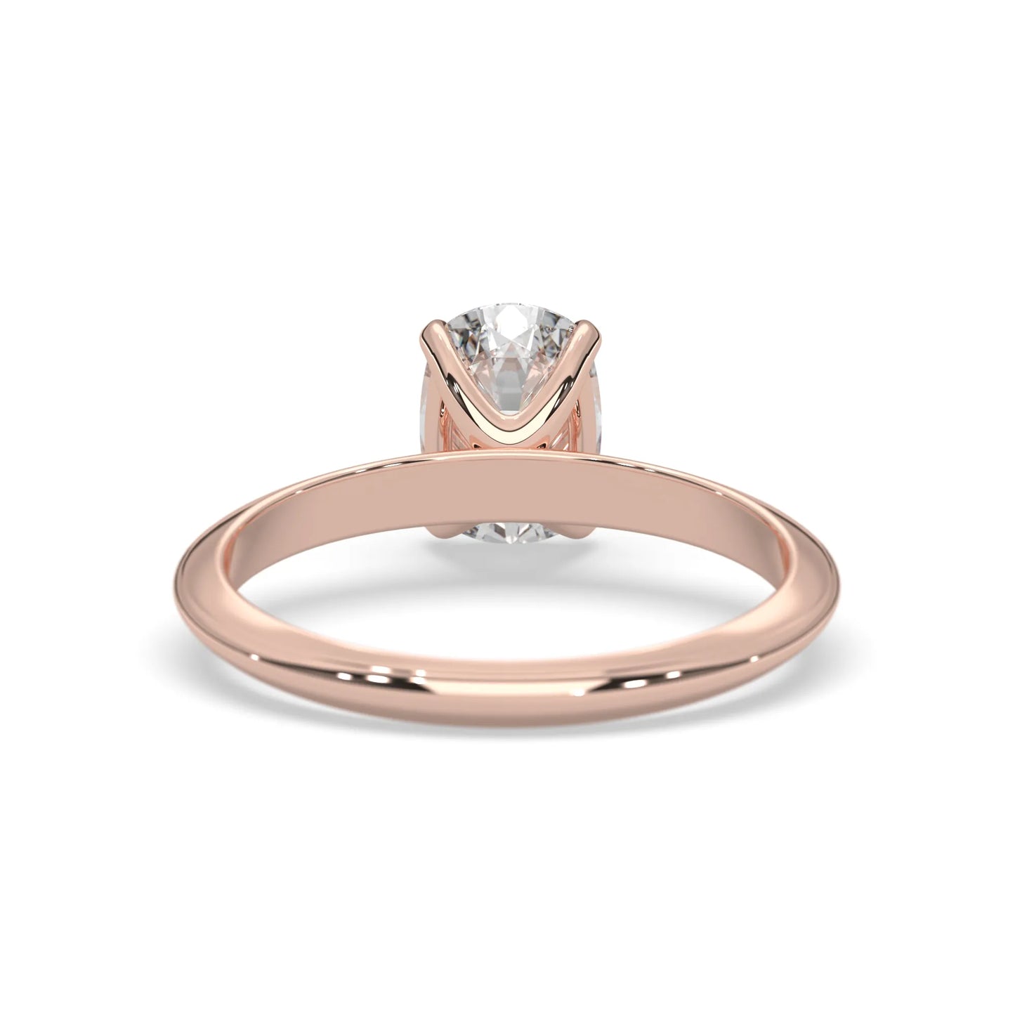 Rose-gold ring with a diamond on a white background