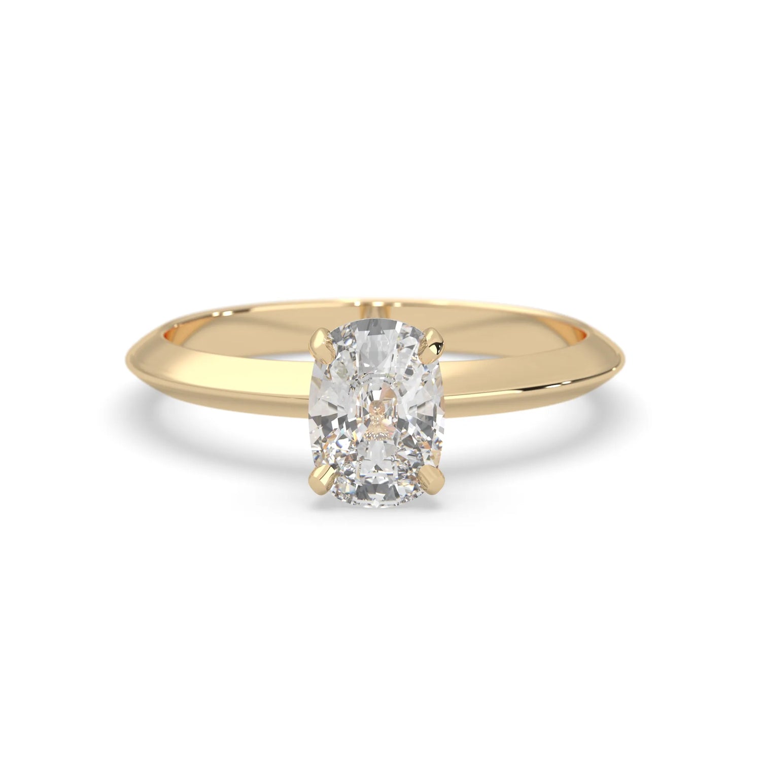 yellow-Gold ring with a diamond on a white background
