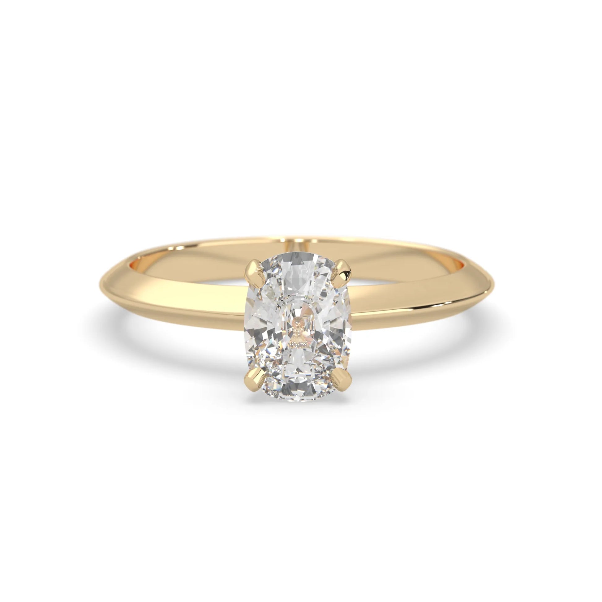 yellow-Gold ring with a diamond on a white background