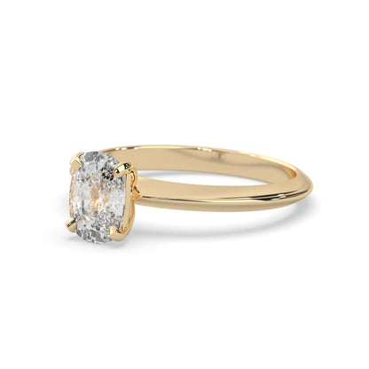 yellow-Gold ring with a diamond on a white background