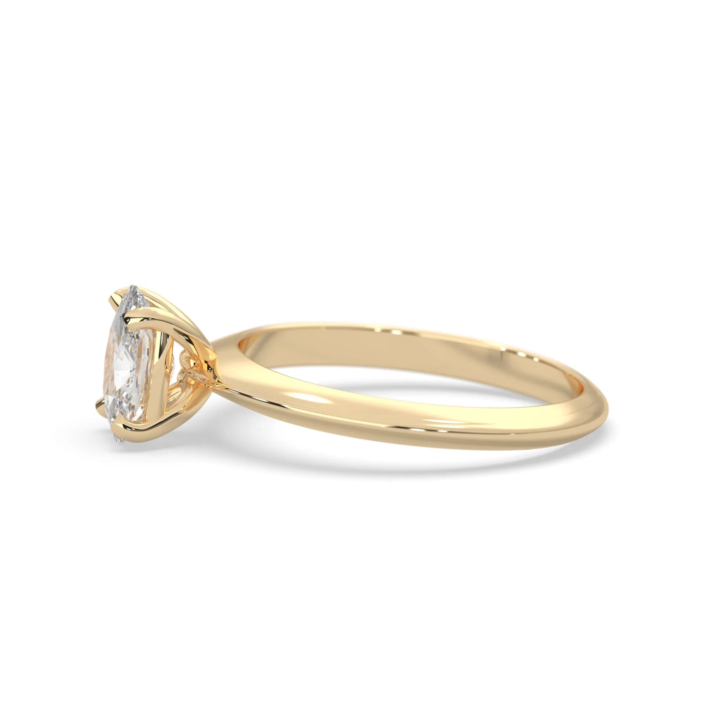 yellow-Gold ring with a diamond on a white background