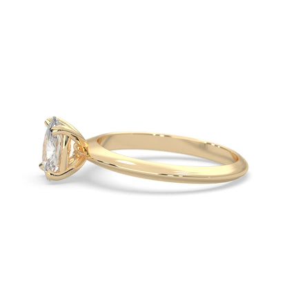 yellow-Gold ring with a diamond on a white background