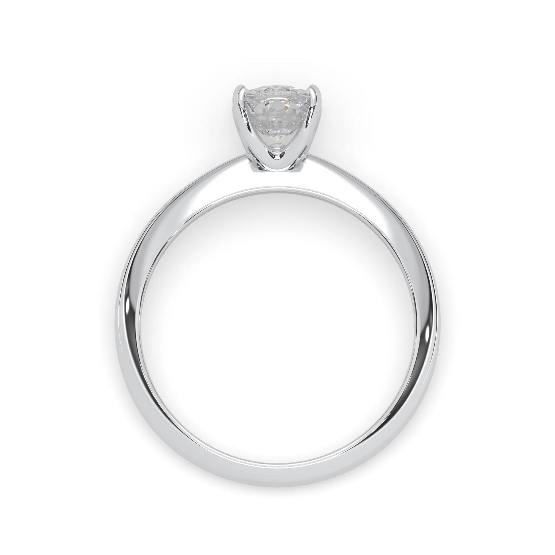 white-gold ring with a diamond on a white background