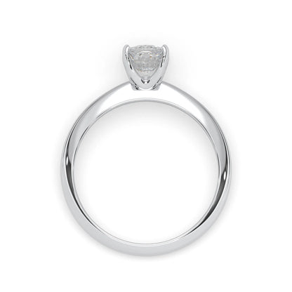 white-gold ring with a diamond on a white background