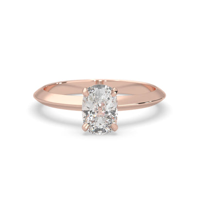 Rose-gold ring with a diamond on a white background