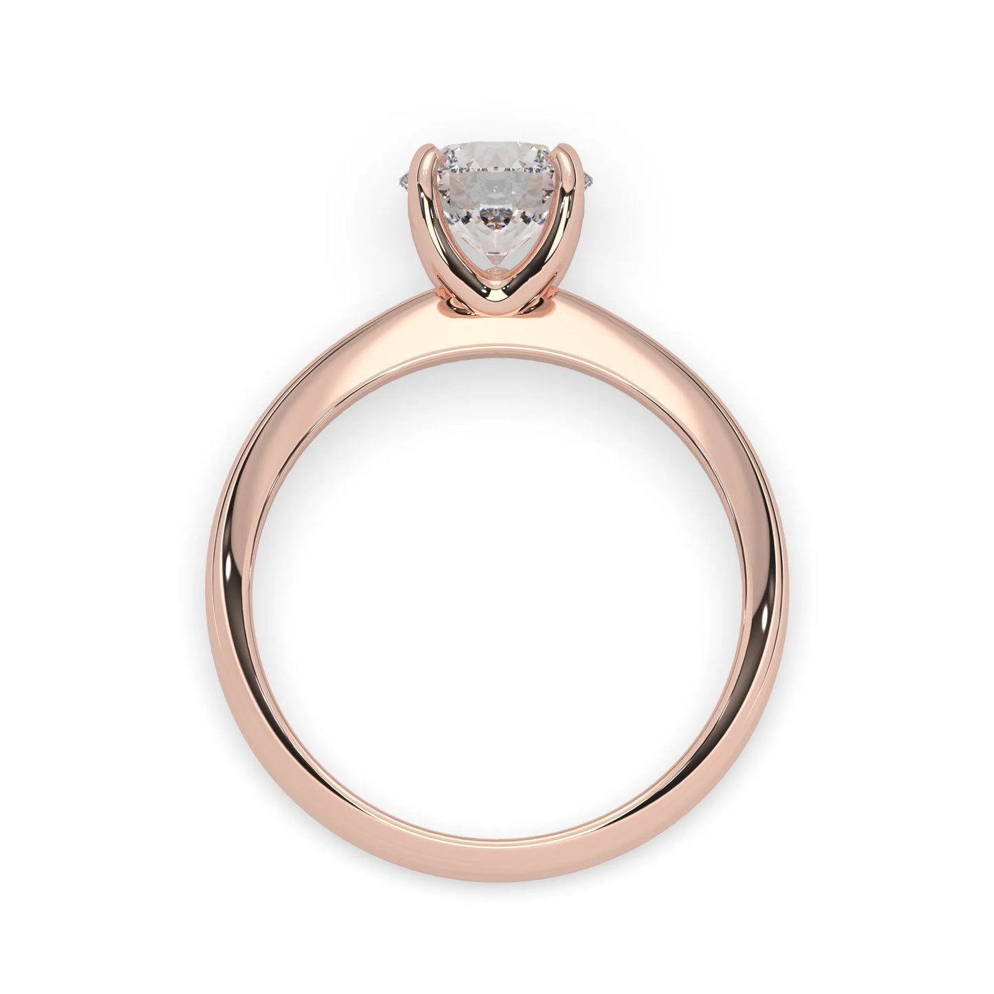 Rose-gold ring with a diamond on a white background
