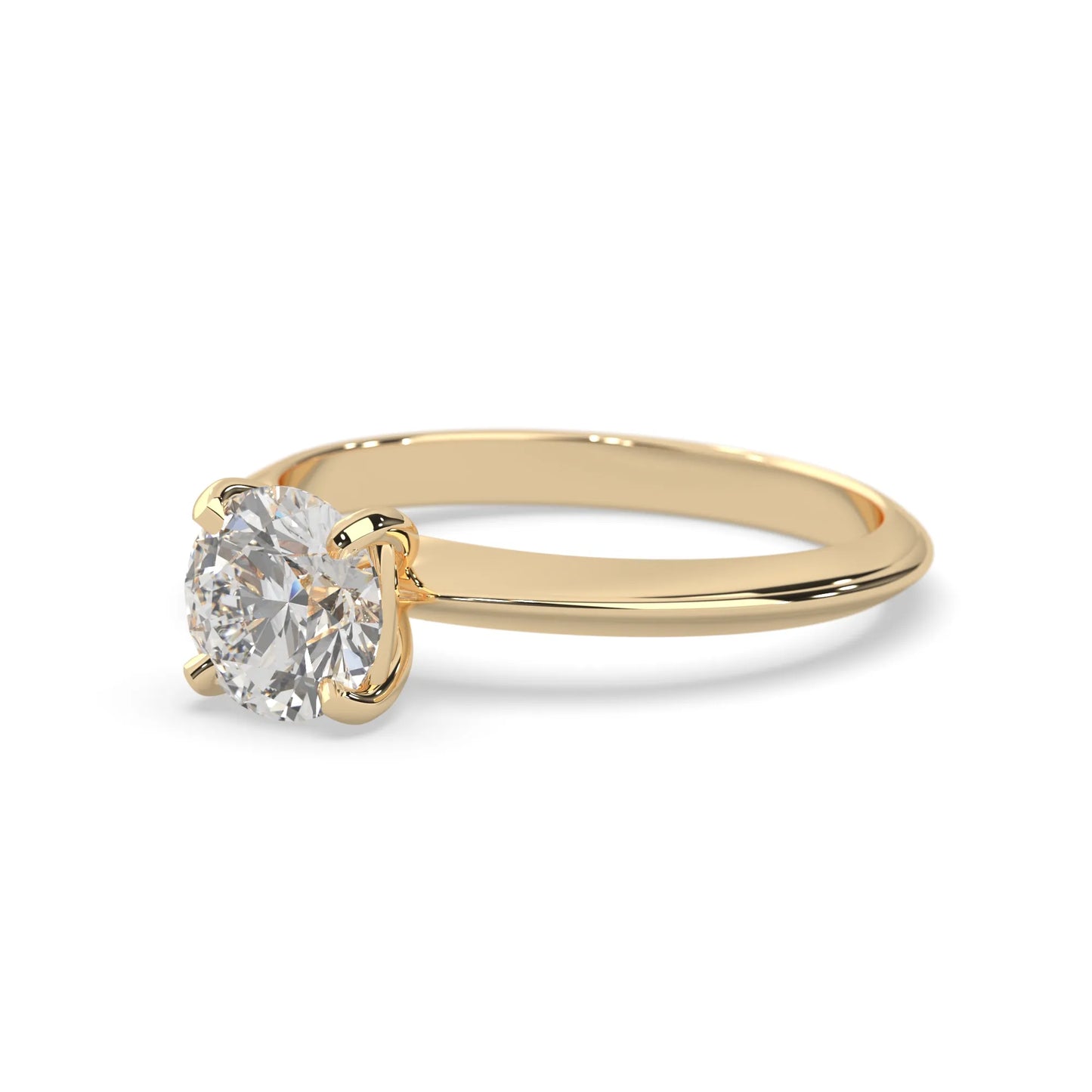 yellow-Gold ring with a diamond on a white background