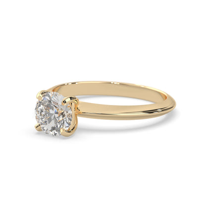 yellow-Gold ring with a diamond on a white background