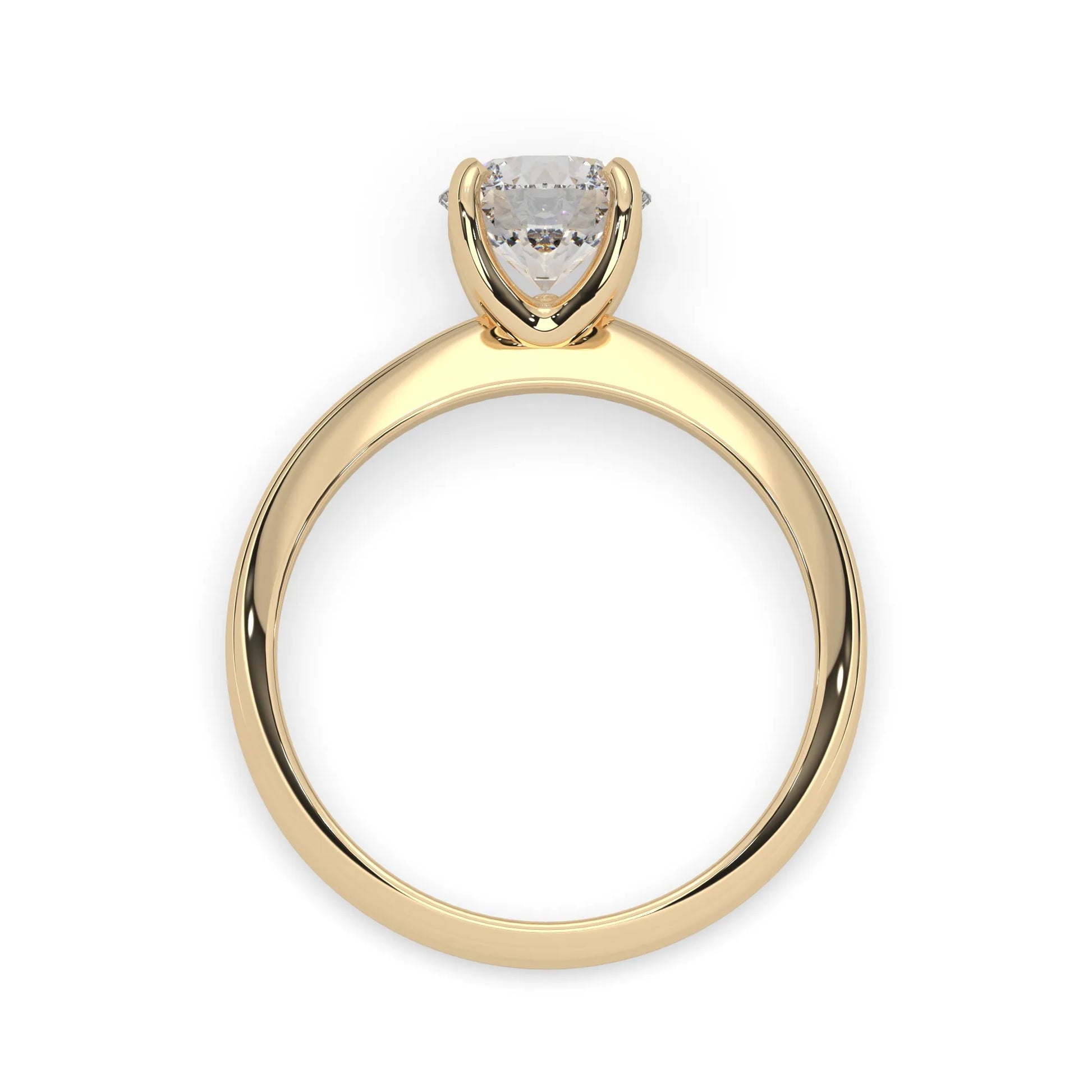 yellow-Gold ring with a diamond on a white background