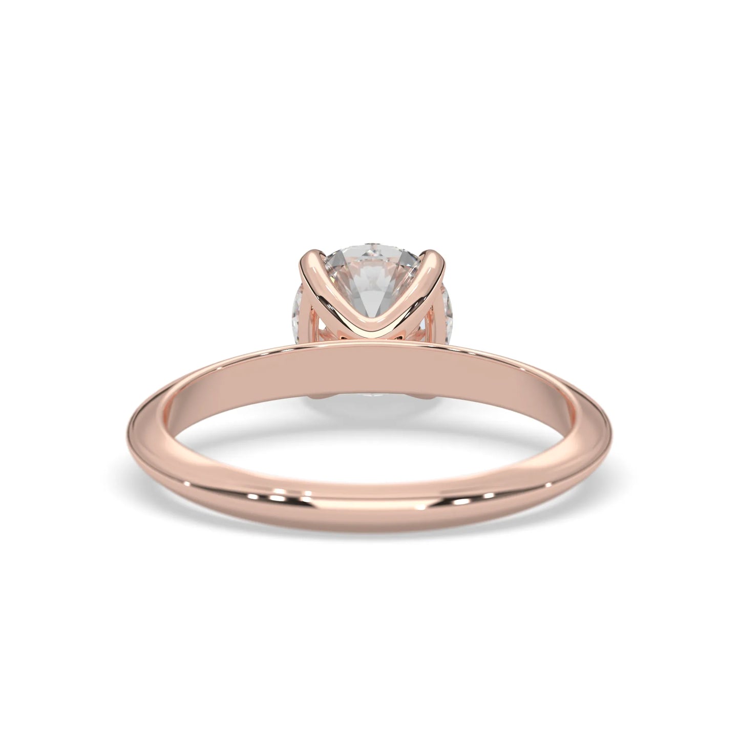 Rose-gold ring with a diamond on a white background