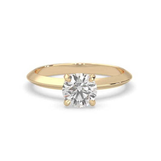 yellow-Gold ring with a diamond on a white background