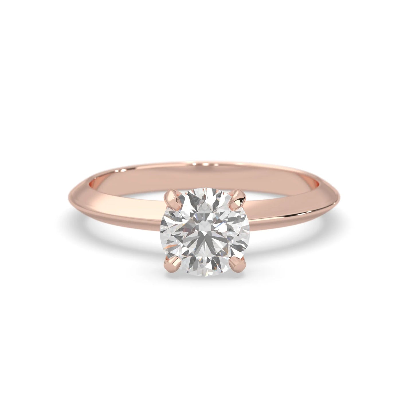 Rose-gold ring with a diamond on a white background