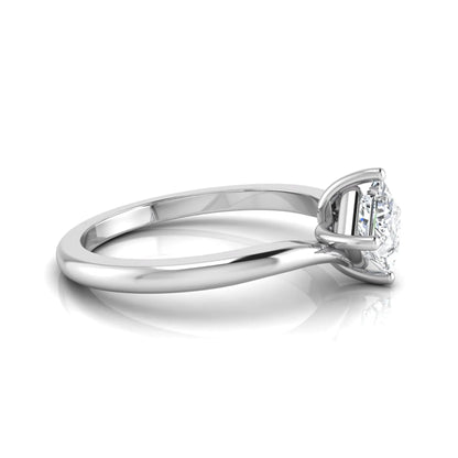 Princess cut lab grown diamond solitaire engagement ring featuring a four-prong bypass setting in a white gold tone design.