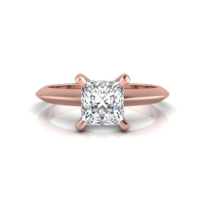 Princess cut lab grown diamond solitaire engagement ring featuring a 0.71 carat princess diamond in a classic four-prong rose gold setting.