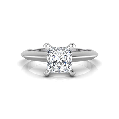Princess cut lab grown diamond solitaire engagement ring featuring a 0.71 carat princess diamond in a classic four-prong white gold setting.