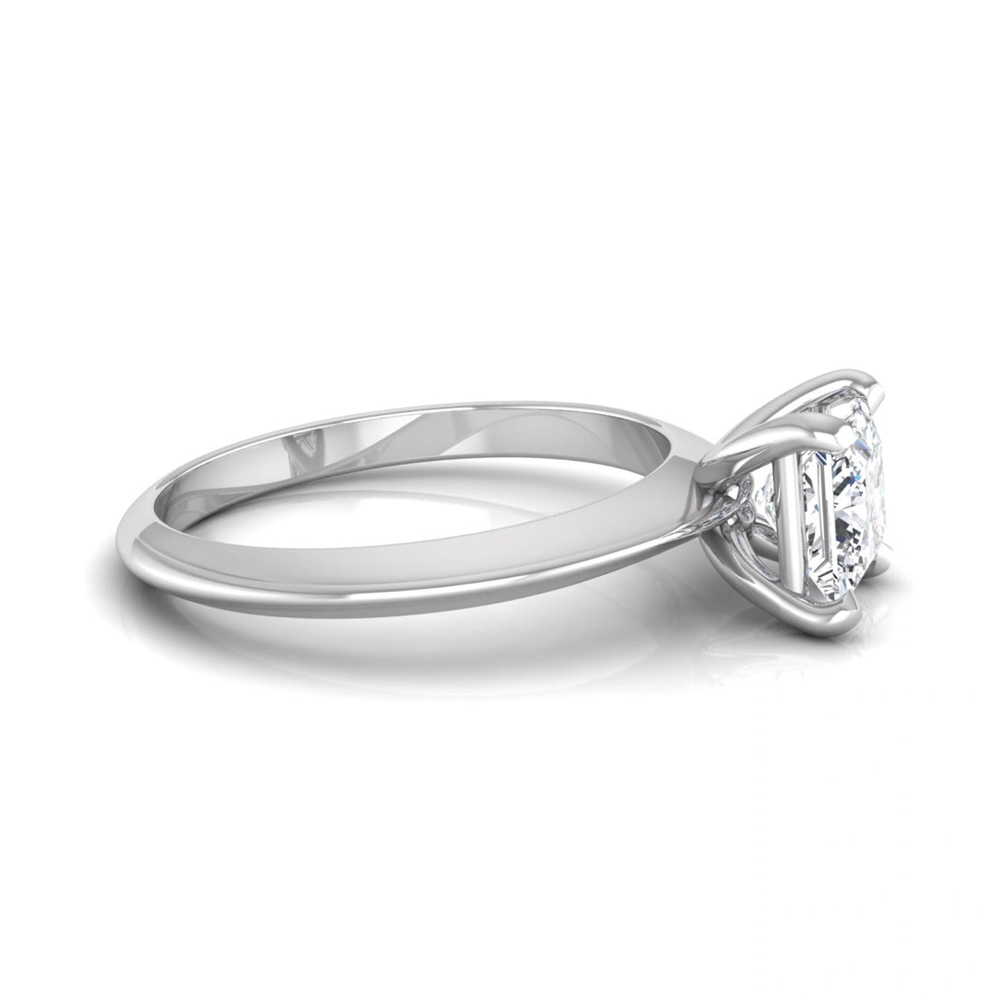 Princess cut lab grown diamond solitaire engagement ring featuring a 0.71 carat princess diamond in a classic four-prong white gold setting.