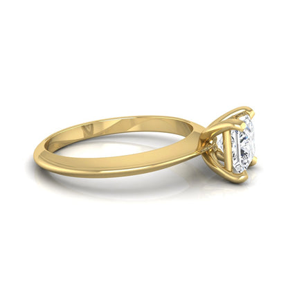 Princess cut lab grown diamond solitaire engagement ring featuring a 0.71 carat princess diamond in a classic four-prong yellow gold setting.