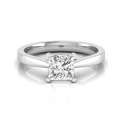 Princess cut lab grown diamond engagement ring featuring a 0.99 carat IGI certified center diamond in a classic four-prong solitaire setting with a polished white gold band.