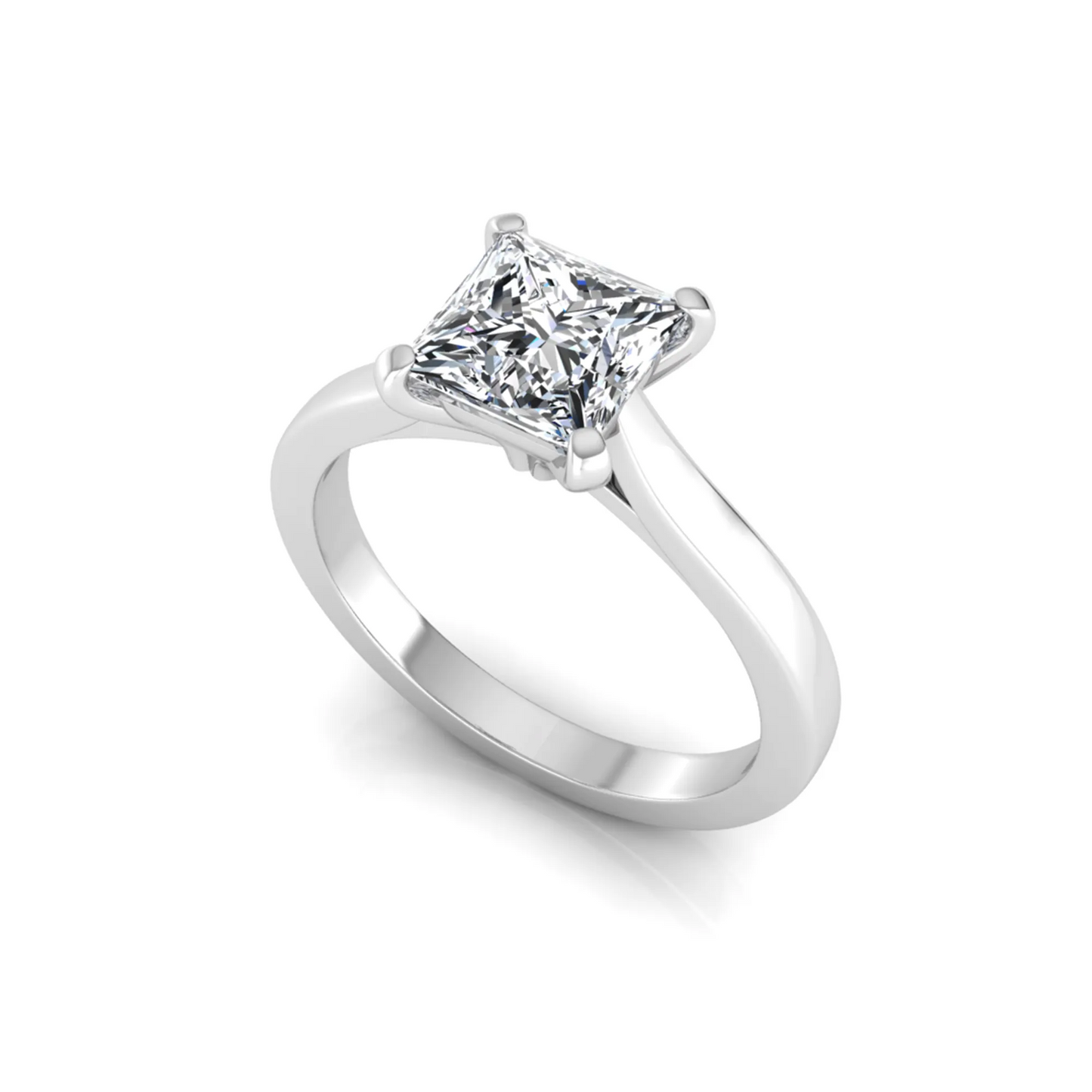 white-gold ring with a diamond on a white background