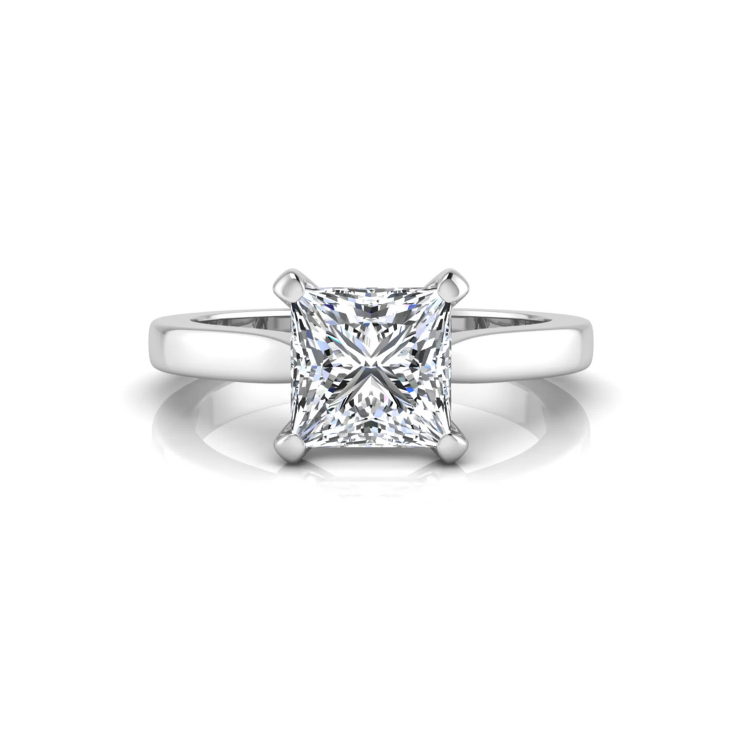 white-gold Diamond ring with three stones on a white background
