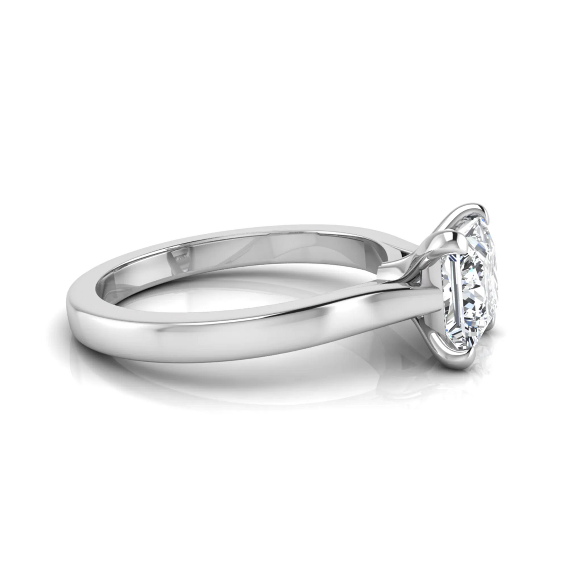 white-gold  ring with a diamond on a white background