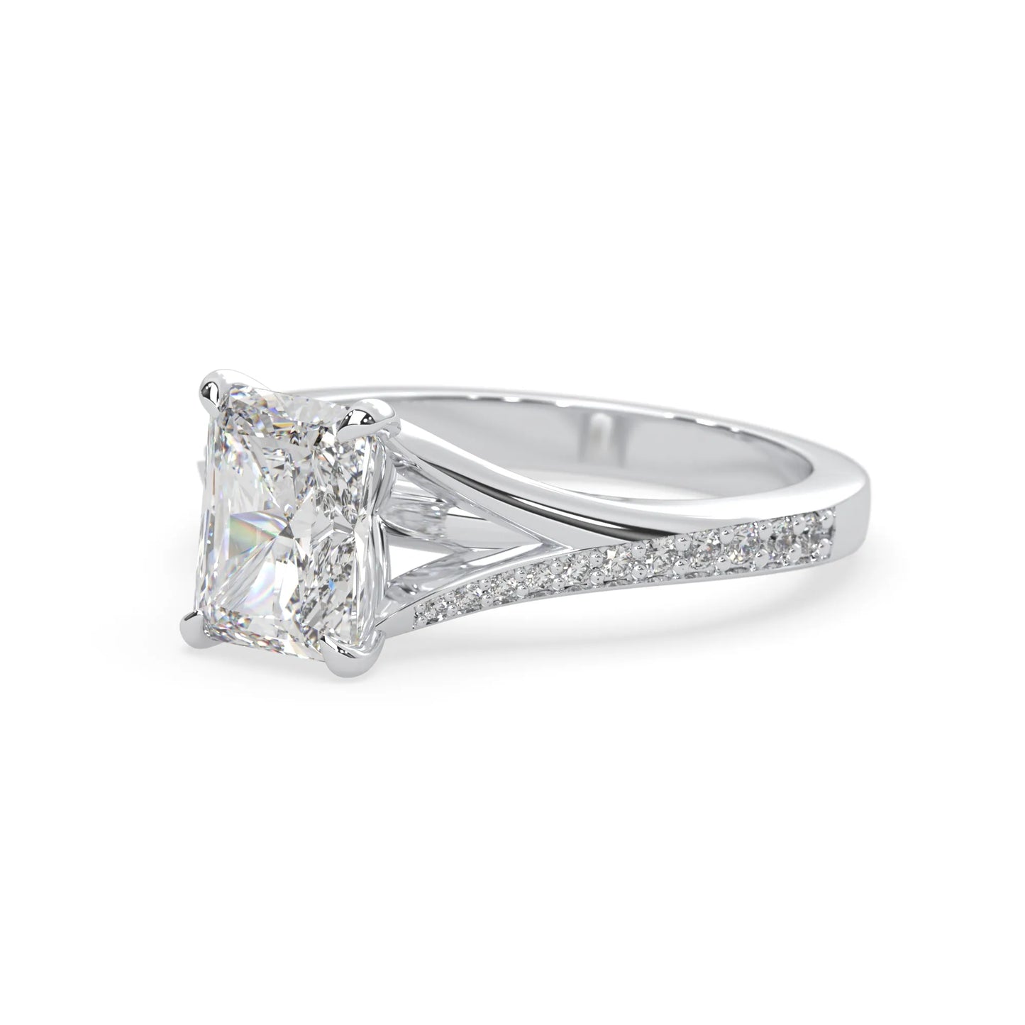 white gold lab grown diamond Diamond ring on a white background