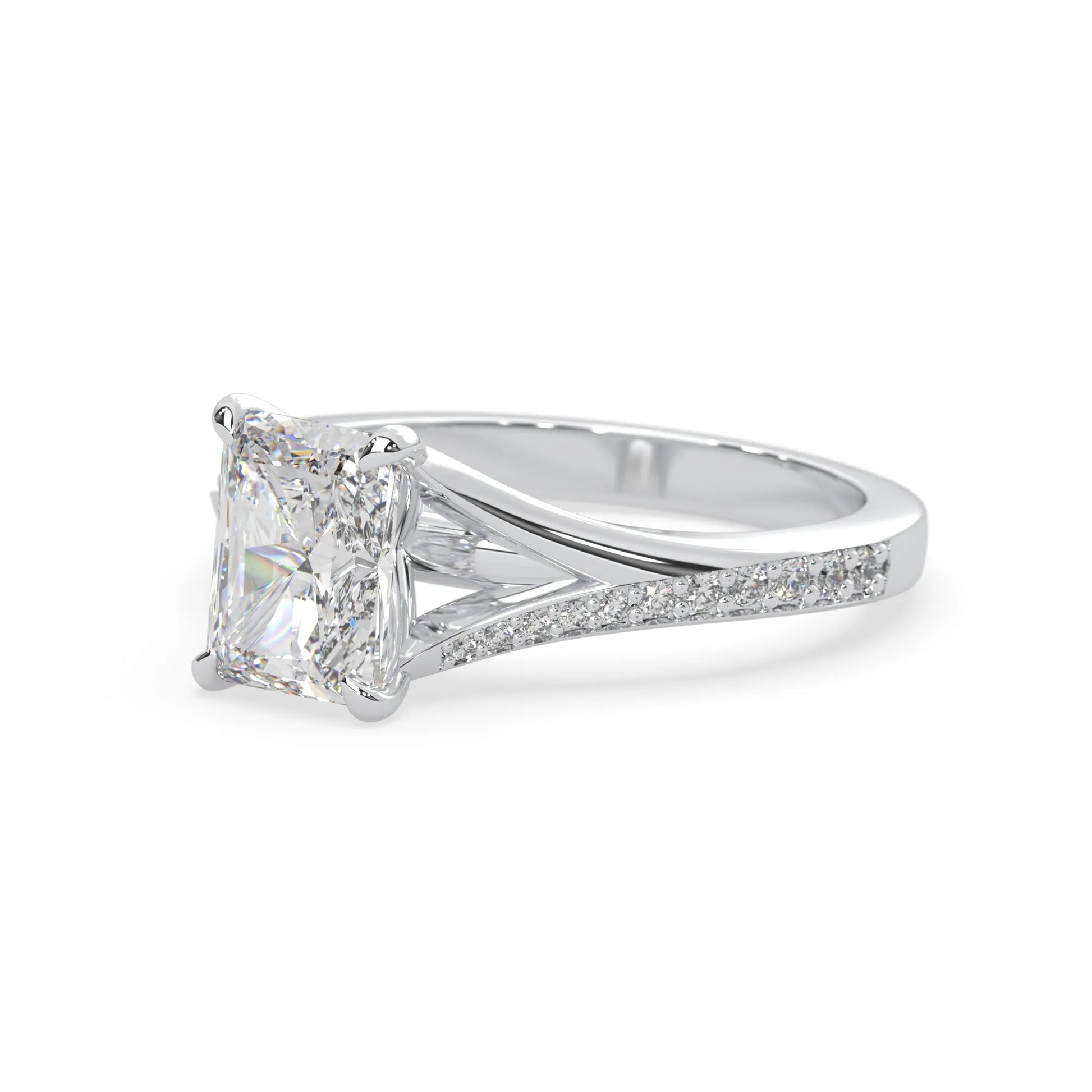white gold lab grown diamond Diamond ring on a white background