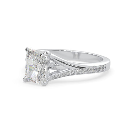 white gold lab grown diamond Diamond ring on a white background