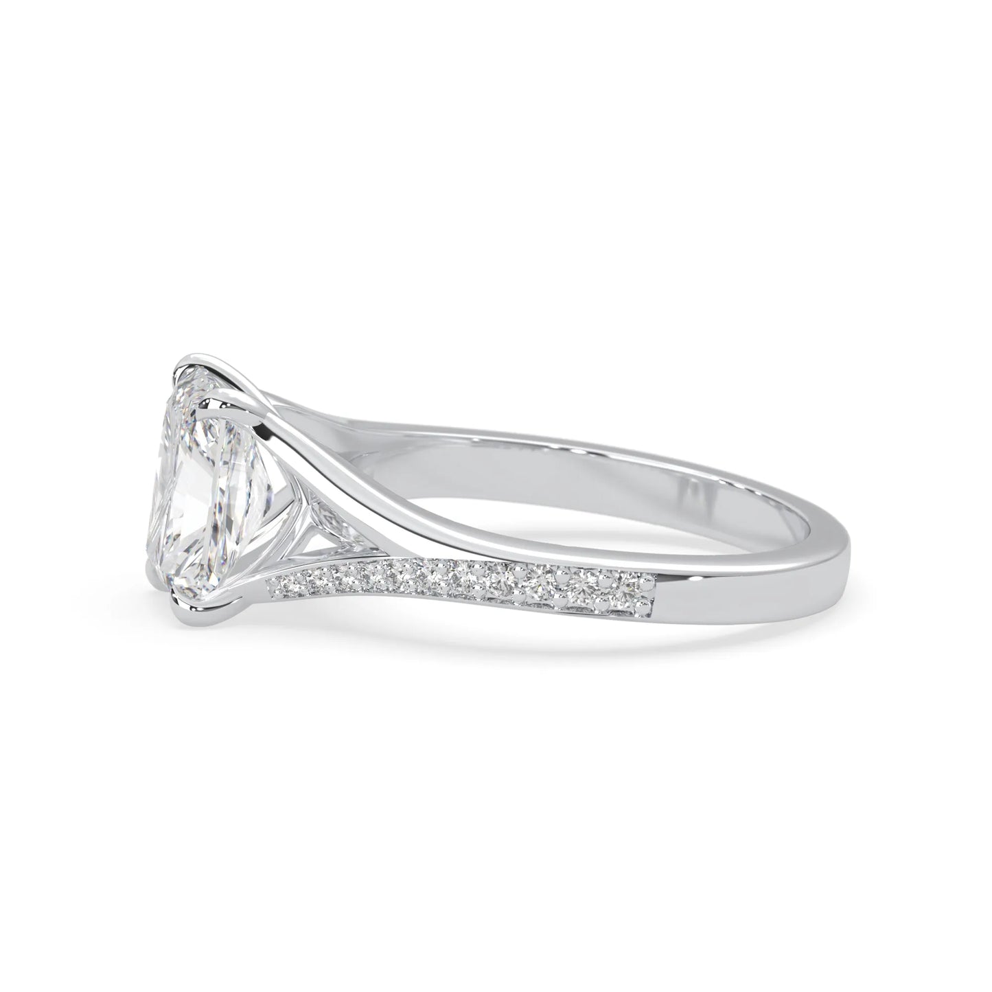 white gold lab grown Diamond engagement  ring on a white background