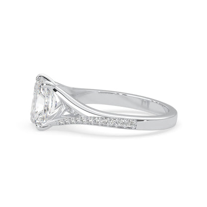 white gold lab grown Diamond engagement  ring on a white background