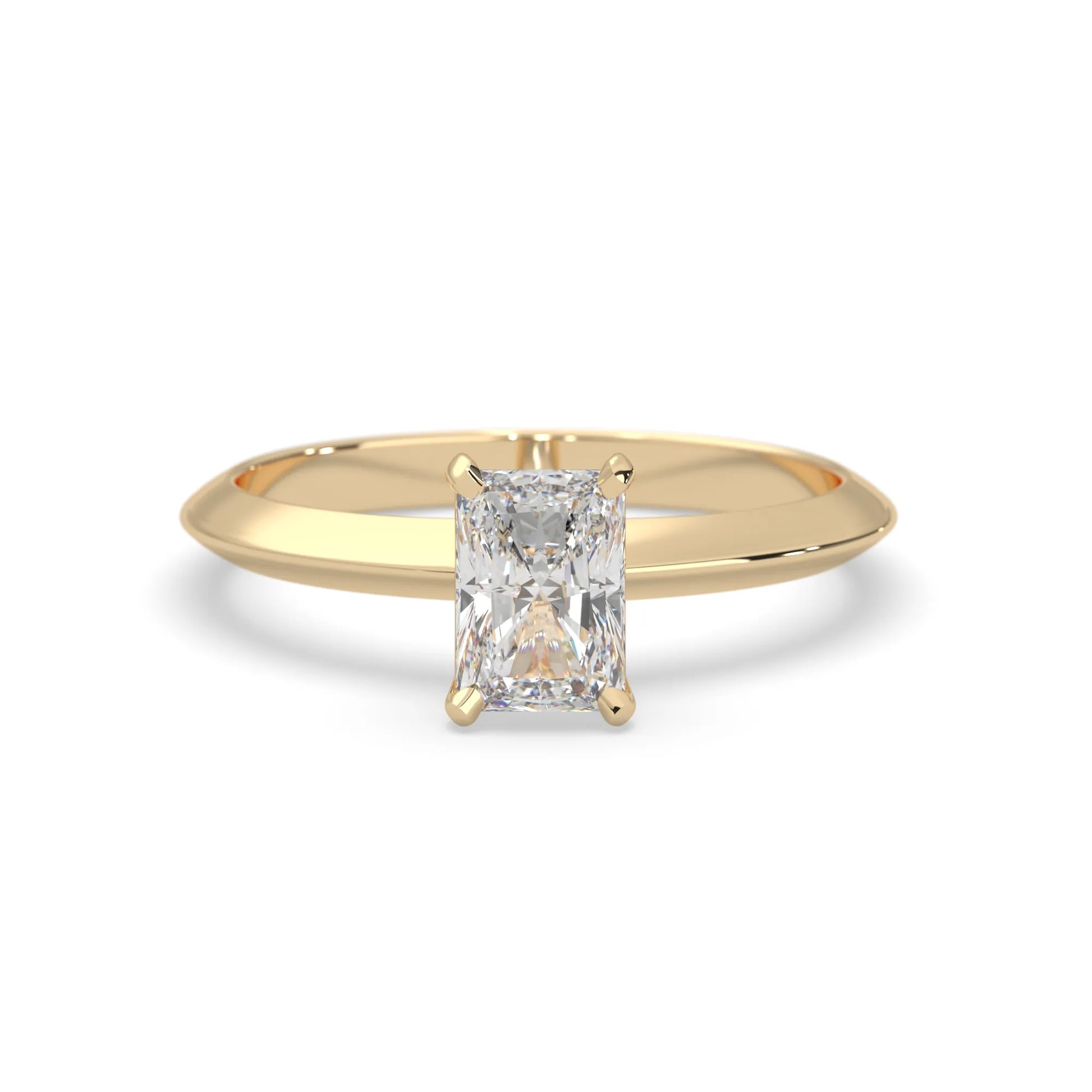yellow-Gold ring with a diamond on a white background
