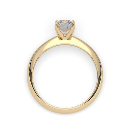 yellow-Gold ring with a diamond on a white background