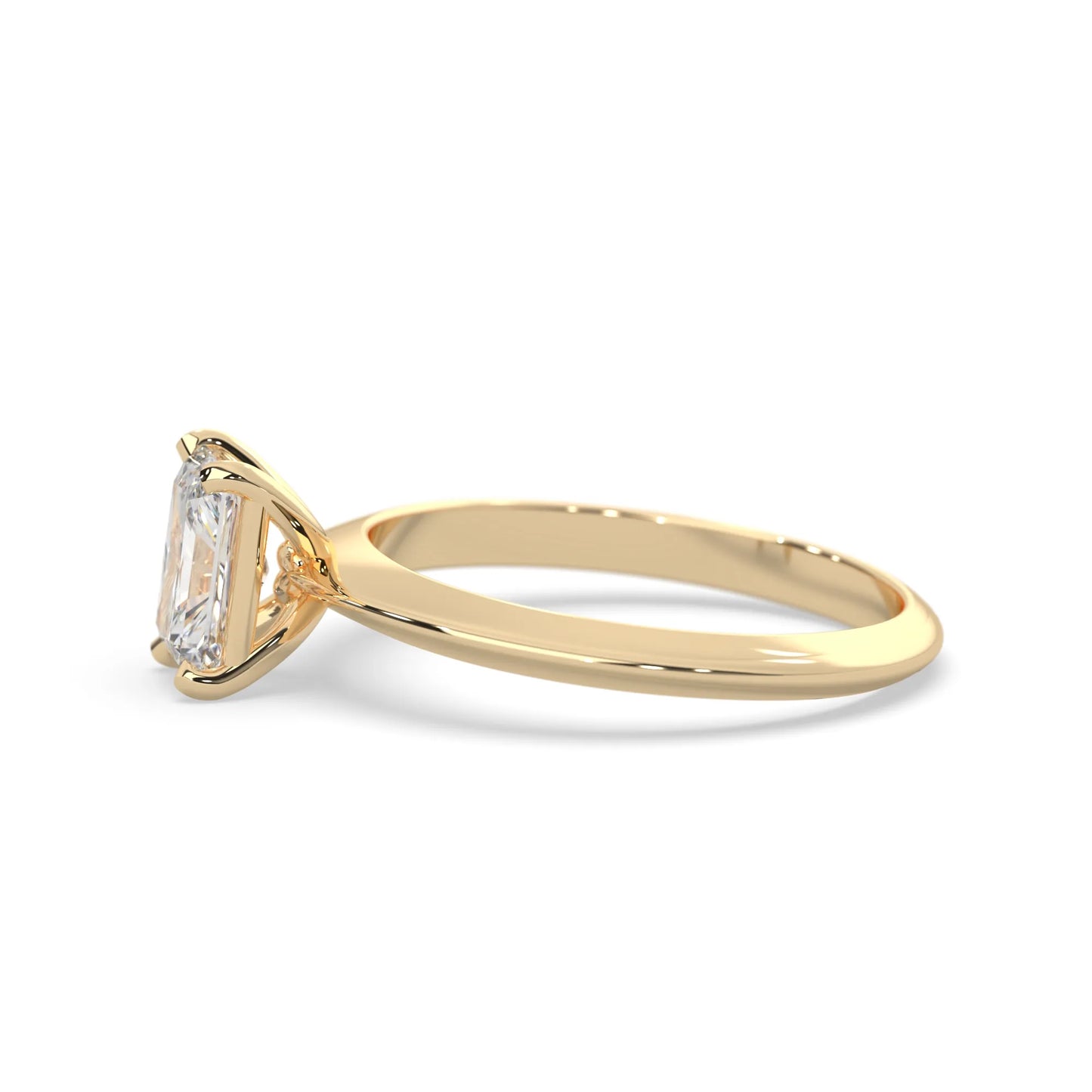yellow-Gold ring with a diamond on a white background