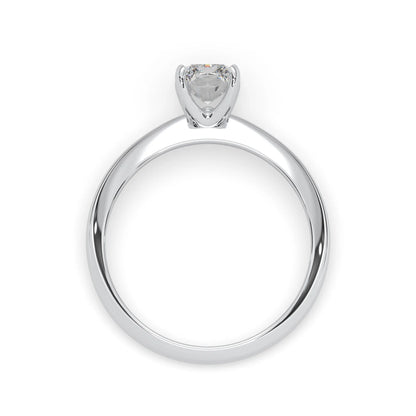 white-gold  ring with a clear gemstone on a white background