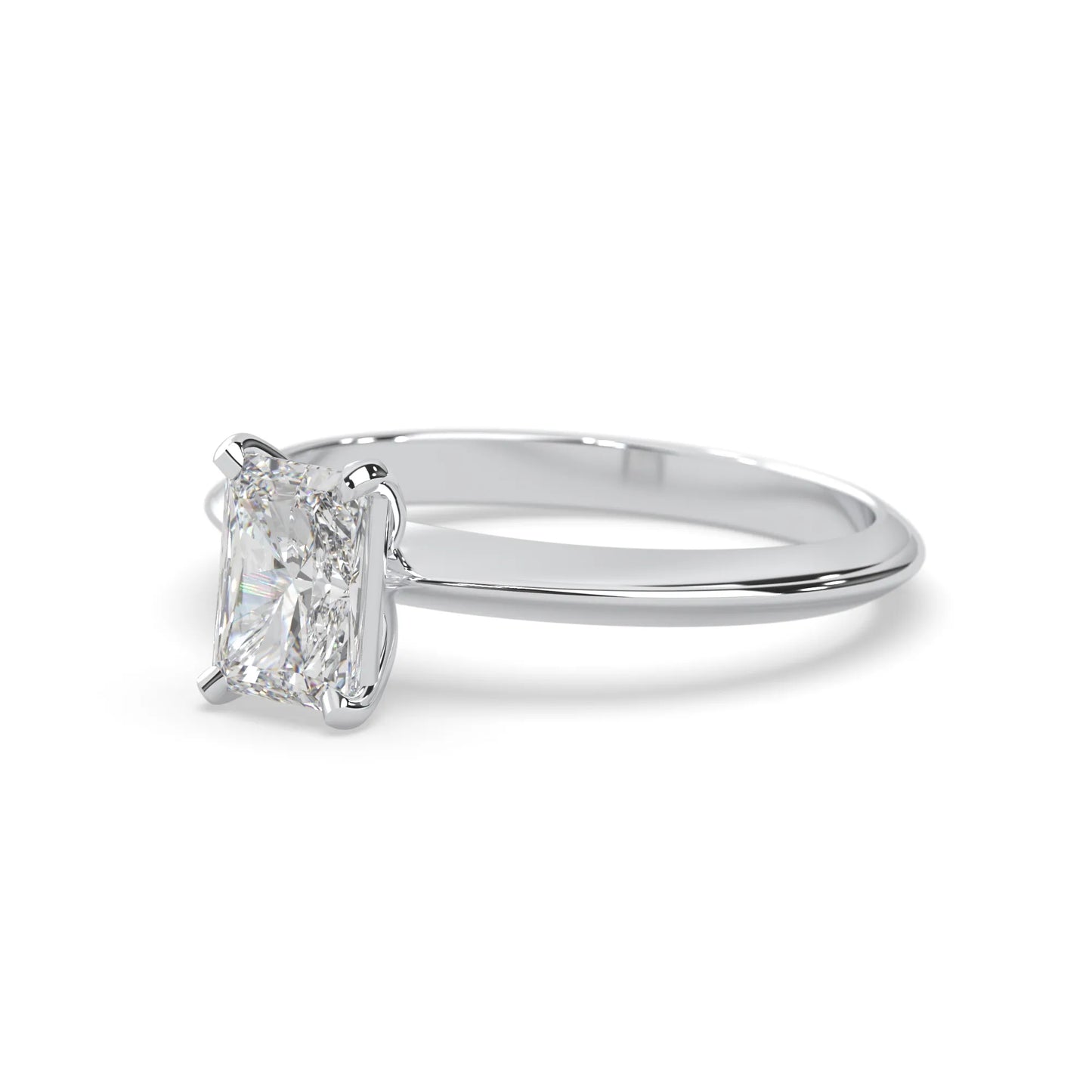 white-gold Diamond ring with a white gemstone on a white background